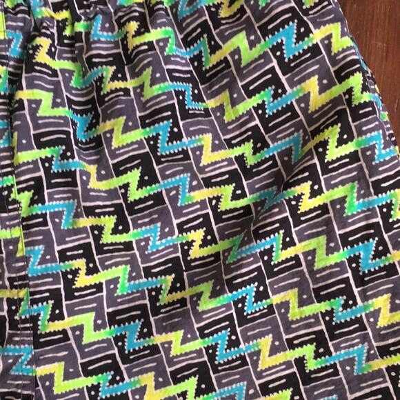Vintage Stubbies reversible geometric print elastic waist unlined swim trunks - Picture 2 of 7